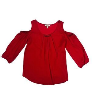 Meraki Cold Shoulder Blouse Womens M Red Long Sleeve Summer Lightweight Boho Top